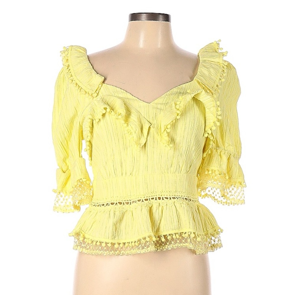 Yellow Ruffle Top Size L - Picture 1 of 2
